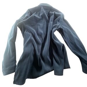 Croft &‎ Barrow Womens Stretch Shirt Dress Button Front Long Sleeve Blue L